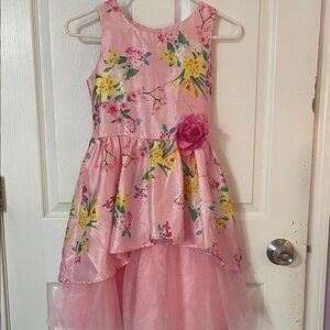 Wonder Nation Girls Pink Floral Shantung & Tulle Dress Size 12